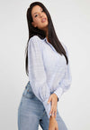 Guess Womens Fine Crepe Shirt, Blue