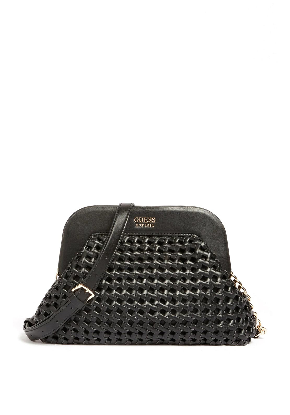 Guess Sicilia Braided Clutch Bag, Black
