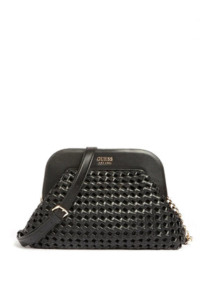 Guess Sicilia Braided Clutch Bag, Black