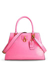 Guess Stephi Croc Print Girlfriend Satchel Bag, Rose