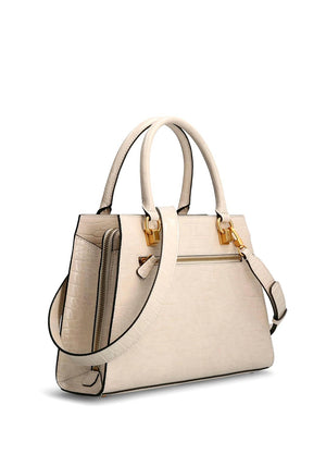 Guess Stephi Croc Print Girlfriend Satchel Bag, Stone
