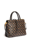 Guess Turin 4G Peony Logo Satchel Bag, Black & Brown Multi