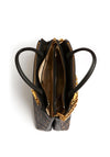 Guess Turin 4G Peony Logo Satchel Bag, Black & Brown Multi