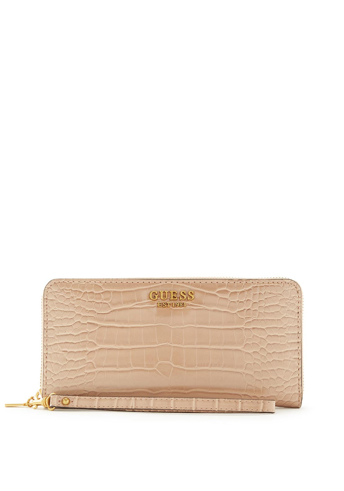 Guess Laurel Faux Croc Zip Around Wallet, Camel