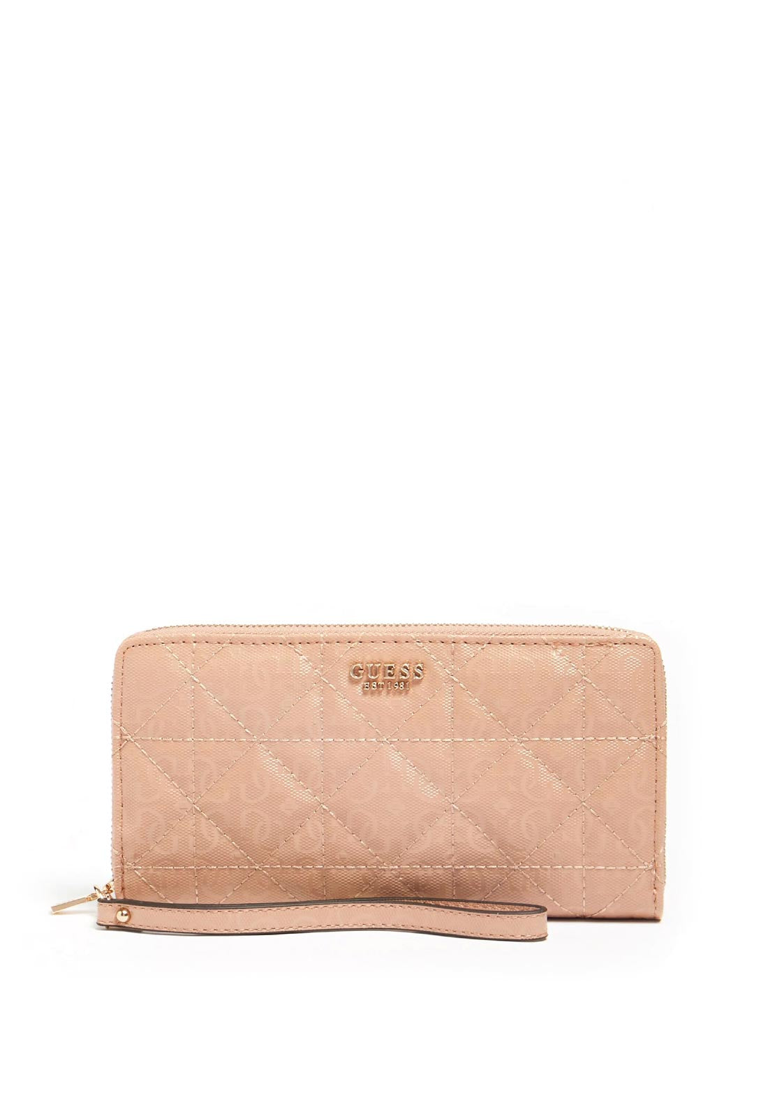 Guess Malia Quilted Zip Around Wallet, Biscuit
