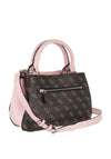 Guess Ambrose Medium 4G Logo Satchel with Zipped Slip Wallet, Blush & Brown