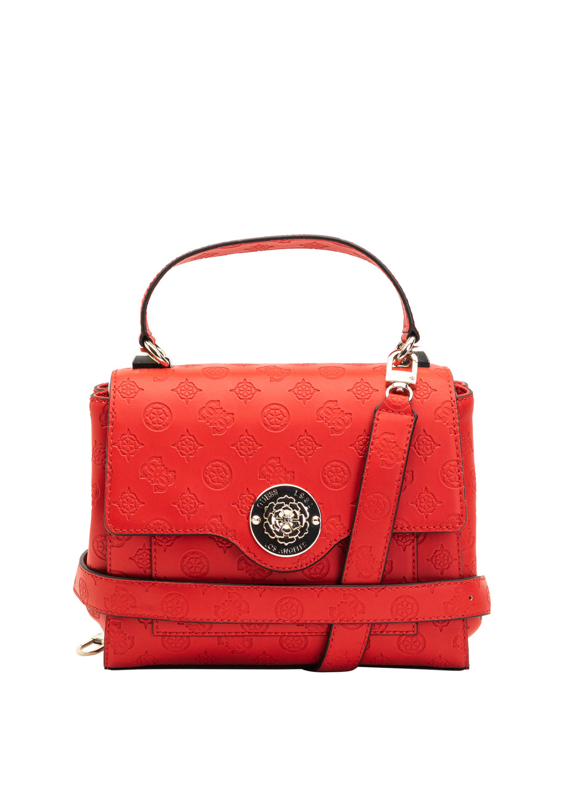 Guess Dayane Medium Embossed Satchel Bag, Red