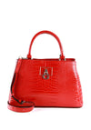 Guess Carabel Medium Crocodile Satchel Bag, Red