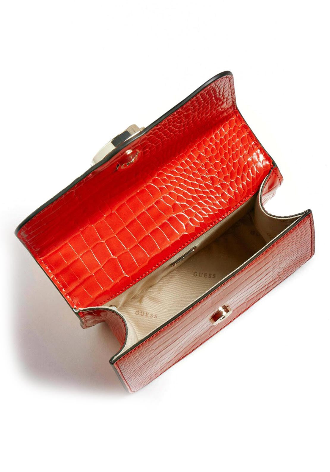 Guess Corily Mini Crocodile Crossbody Bag, Rust