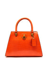 Guess Stephi Croc Print Girlfriend Satchel Bag, Spice Orange
