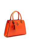 Guess Stephi Croc Print Girlfriend Satchel Bag, Spice Orange