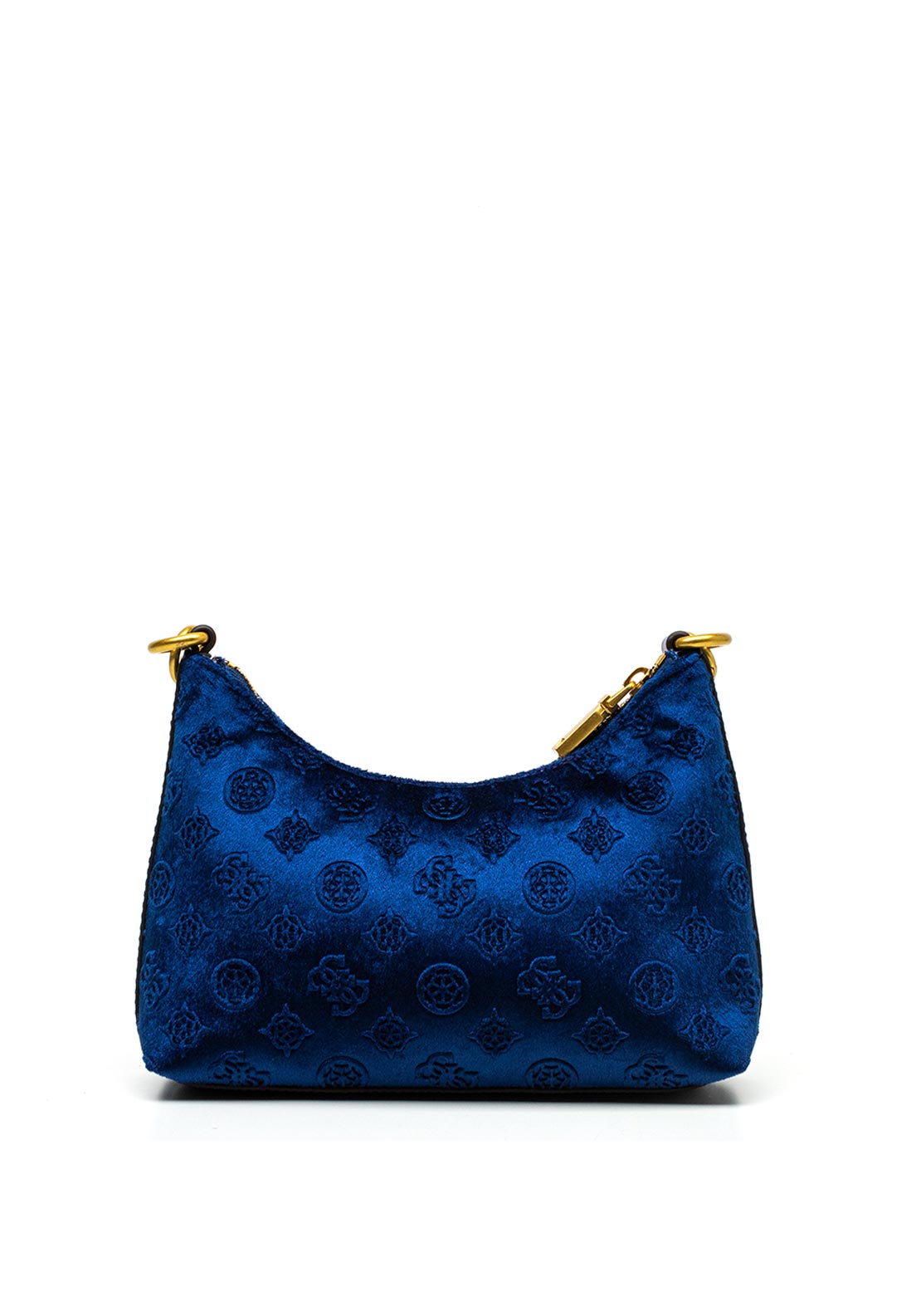 Guess Kimi Velvet Mini Zip Shoulder Bag, Dark Blue