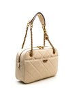 Guess Abey Top Zip Quilted Large Shoulder Bag, Stone