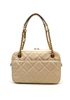 Guess Abey Top Zip Quilted Large Shoulder Bag, Stone