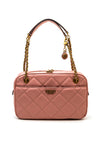 Guess Abey Top Zip Quilted Large Shoulder Bag, Dusty Pink