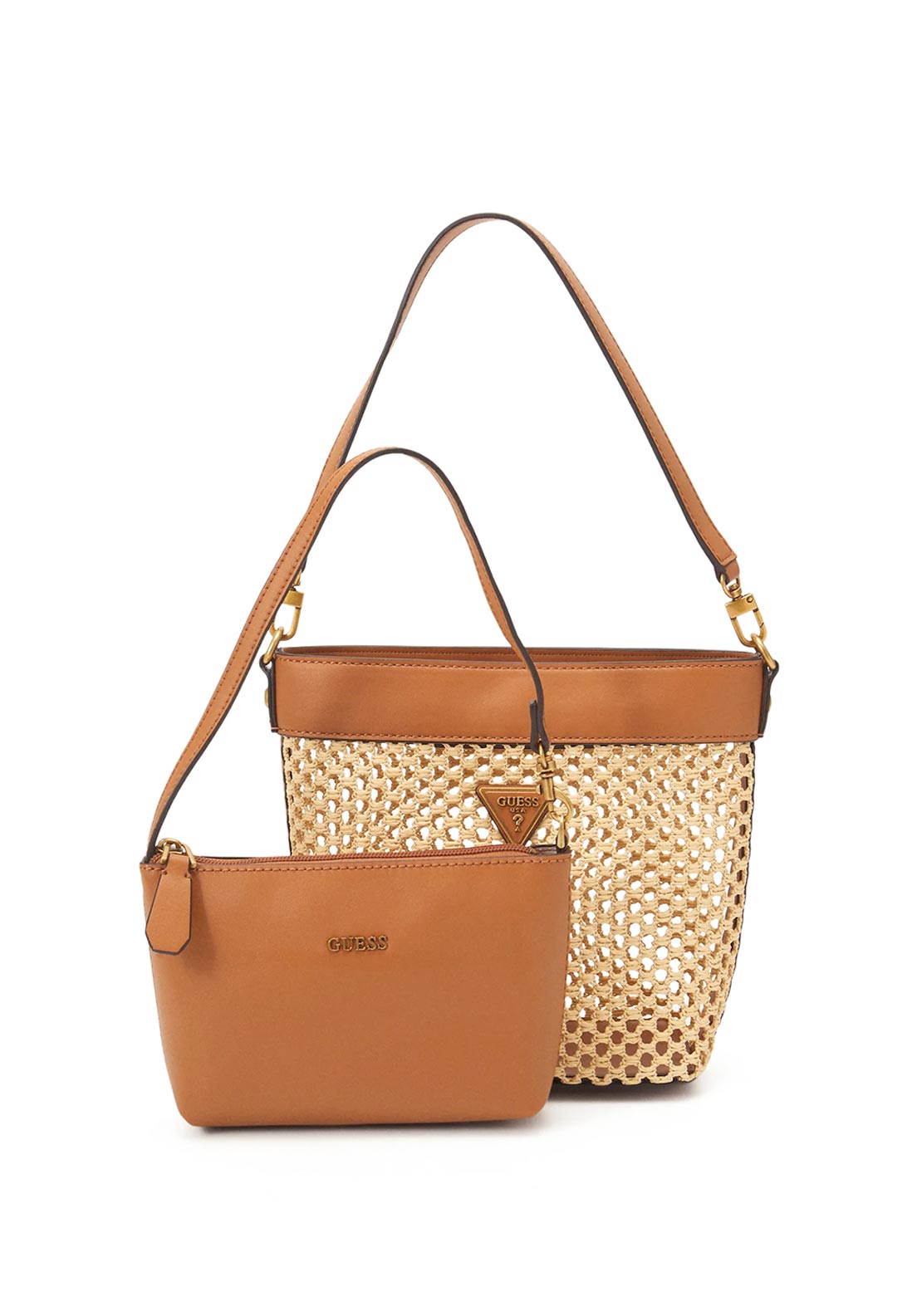 Guess Vikky Drawstring Crossbody Bag, Cognac