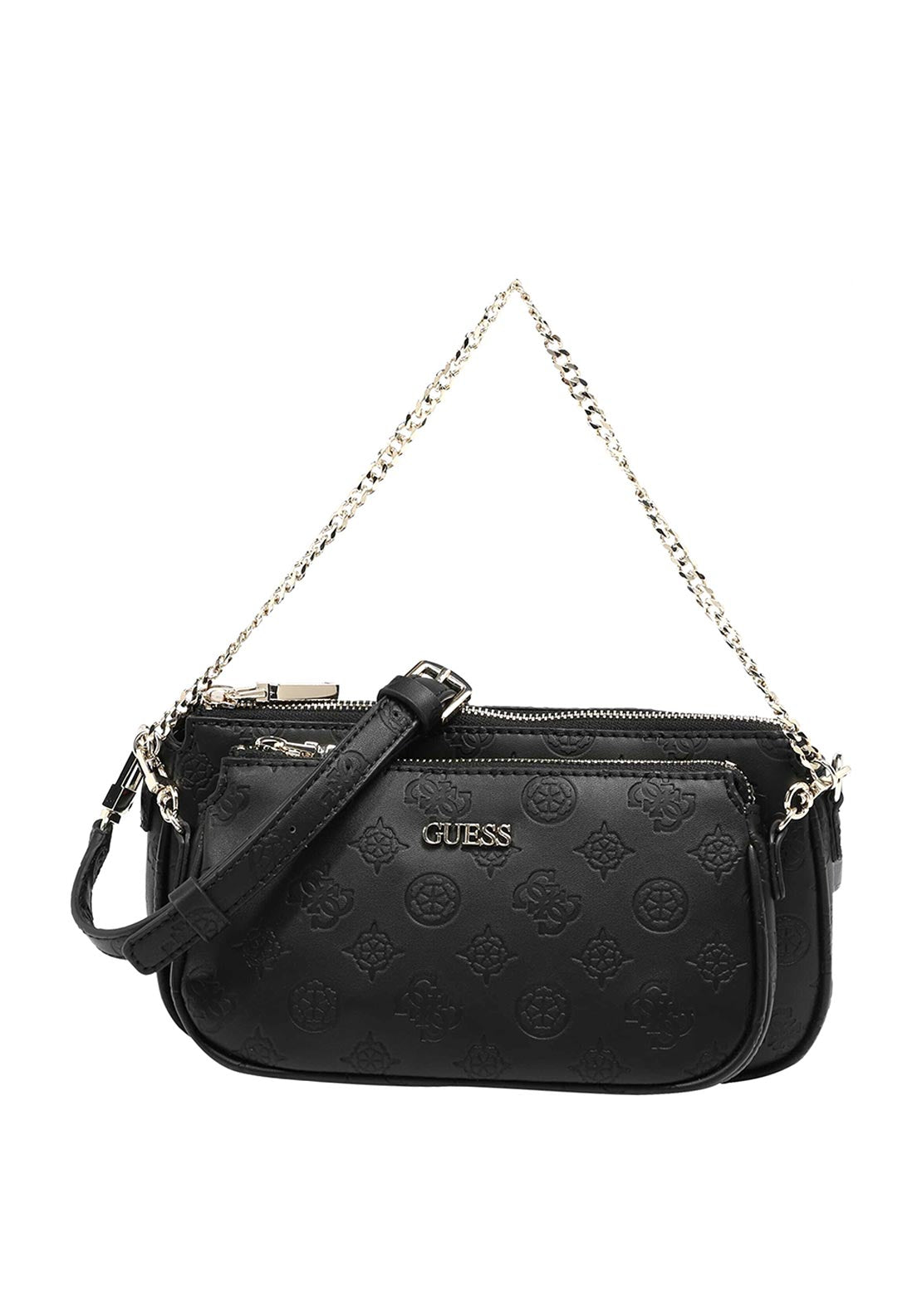 Guess Dayane Mini Double Pouched Embossed Bag, Black
