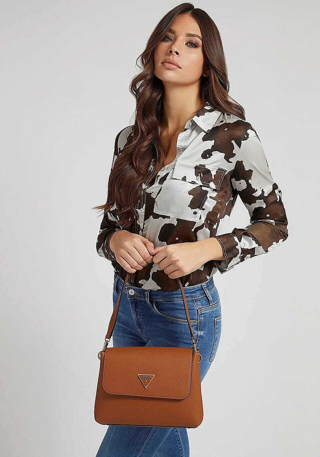 Guess Downtown Chic Shoulder Bag, Cognac