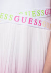 Guess Girls Logo Waist Pleated Dress, White