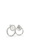 Guess Crystal Logo Circled Earrings, Silver