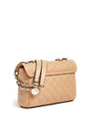 Guess Illy Small Quilted Flap Over Crossbody Bag, Beige
