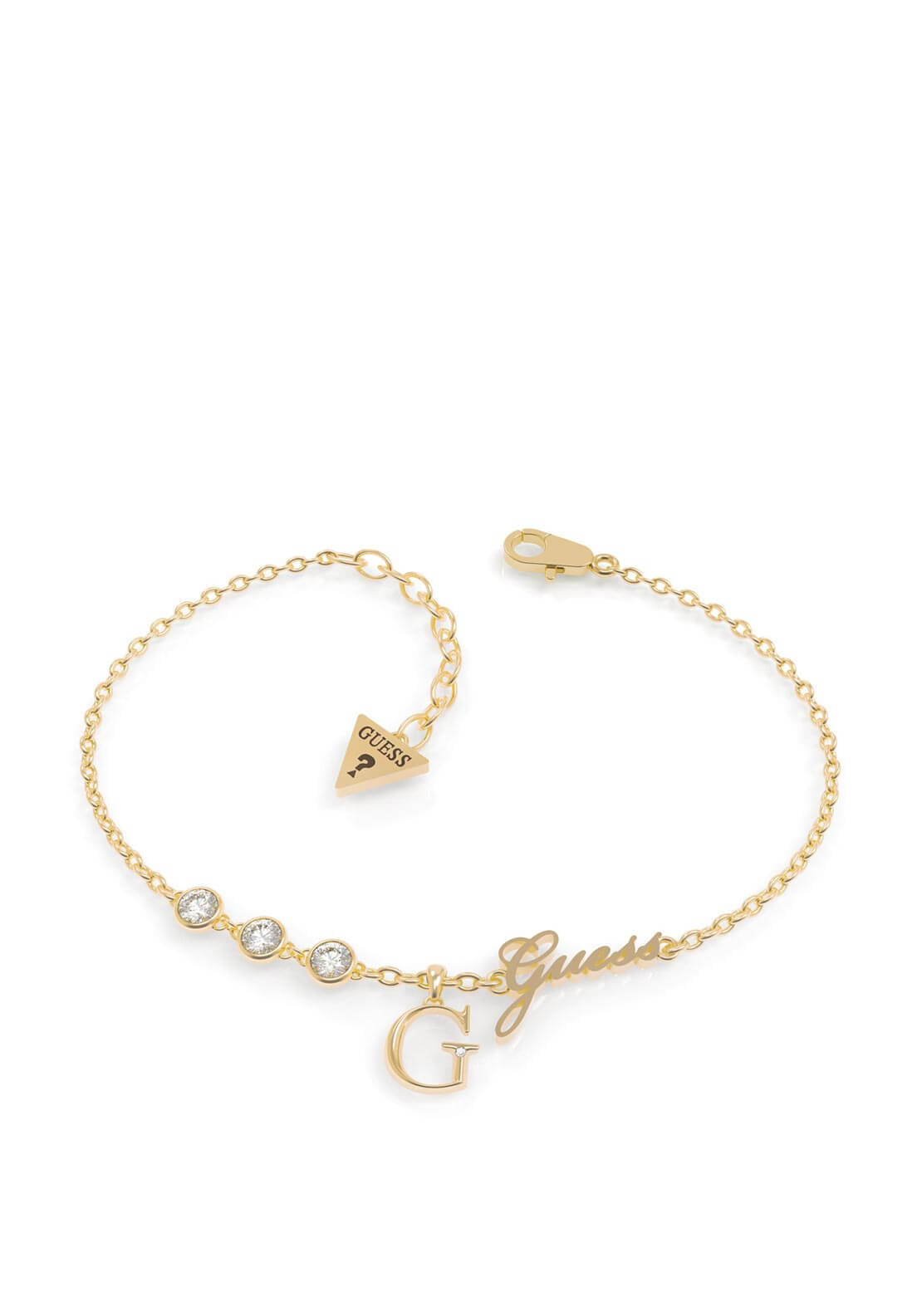 Guess Letter & Crystal Charm Bracelet, Gold