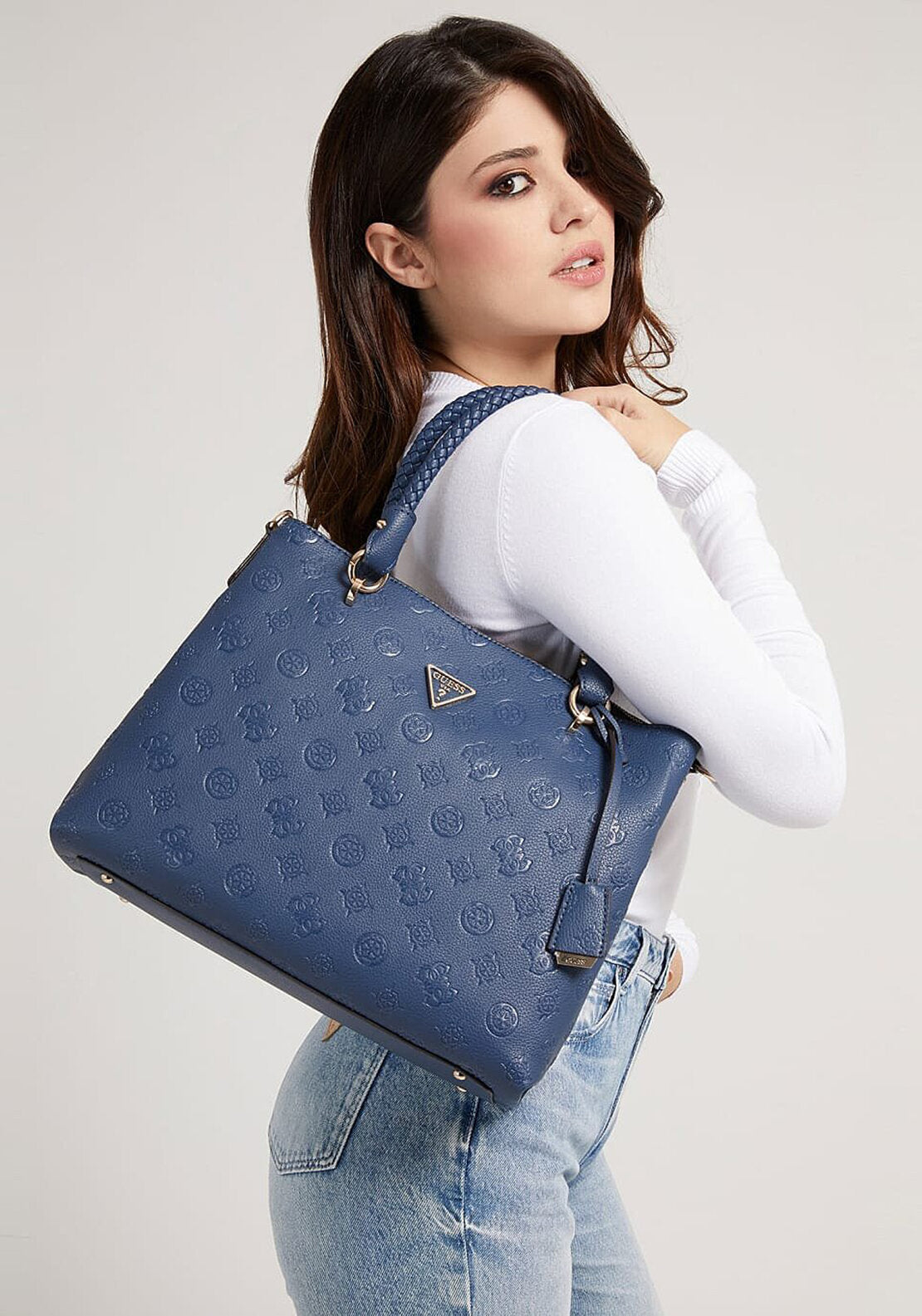 Guess Helaina 4g Peony Logo Shopper Bag, Navy
