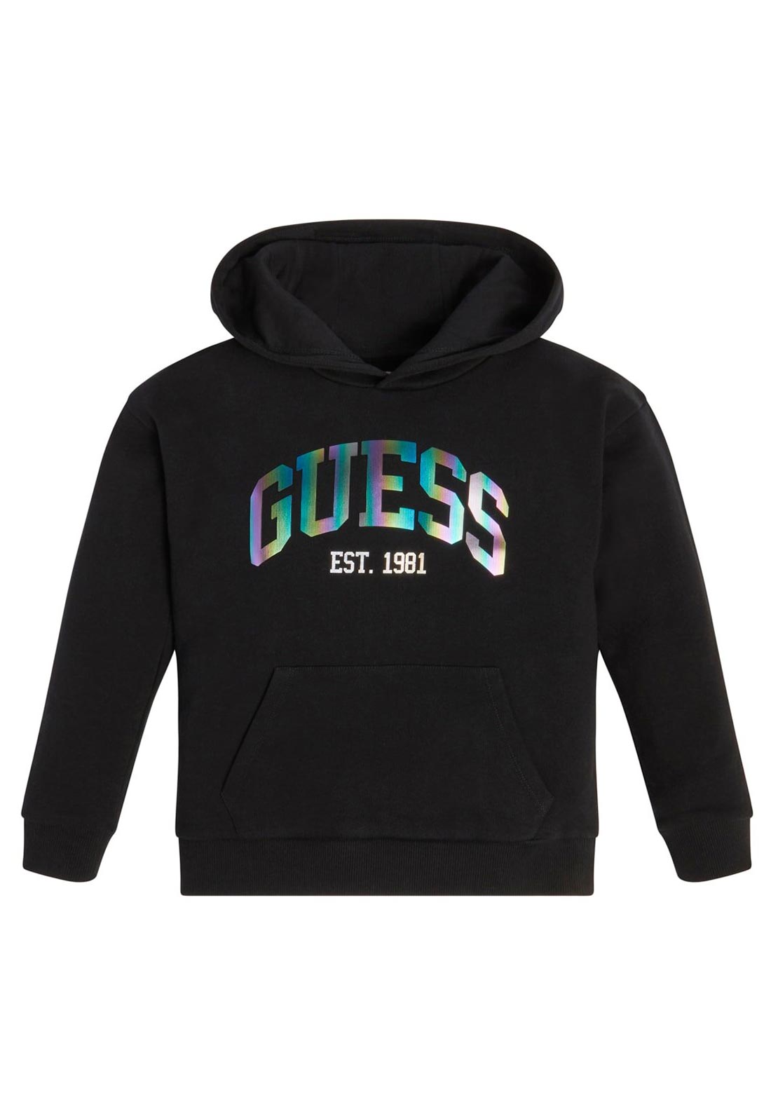 Guess Girls Iridescent Logo Hoodie, Black