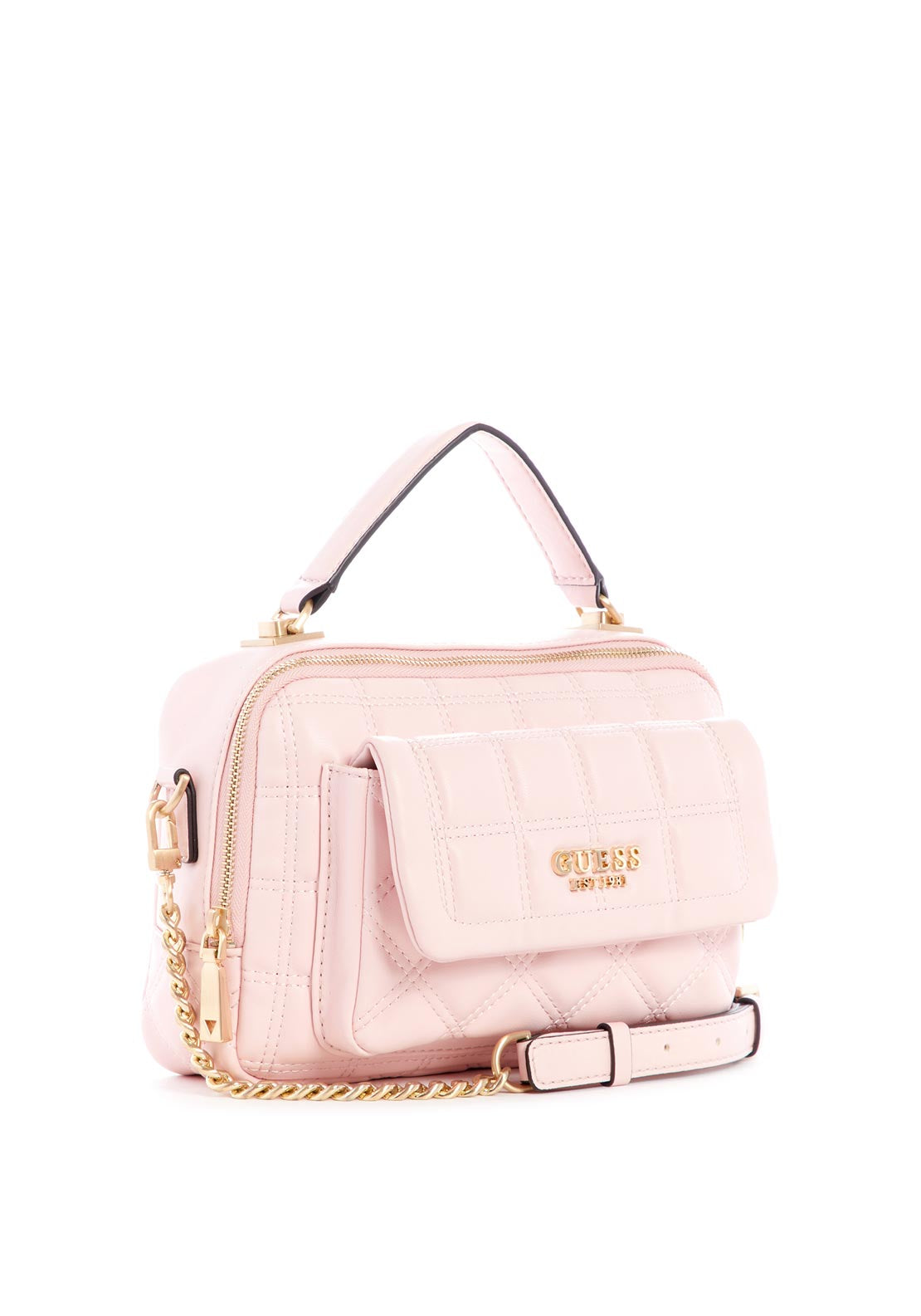 Guess Kamina Medium Double Pouch Satchel Bag, Blush Pink