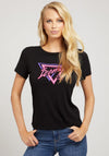 Guess Womens Iconic T-Shirt, Black Multi