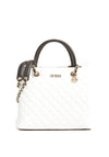 Guess Illy Medium Quilted Shoulder Bag, White & Black