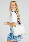 Guess Illy Medium Quilted Shoulder Bag, White & Black