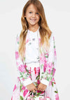 Guess Girls Floral Chiffon Sequin Bomber Jacket, White
