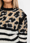 Guess Leopard Print Knit Jumper, Black Multi