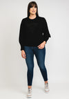 Guess Womens Volume Sleeve Logo Sweater, Black