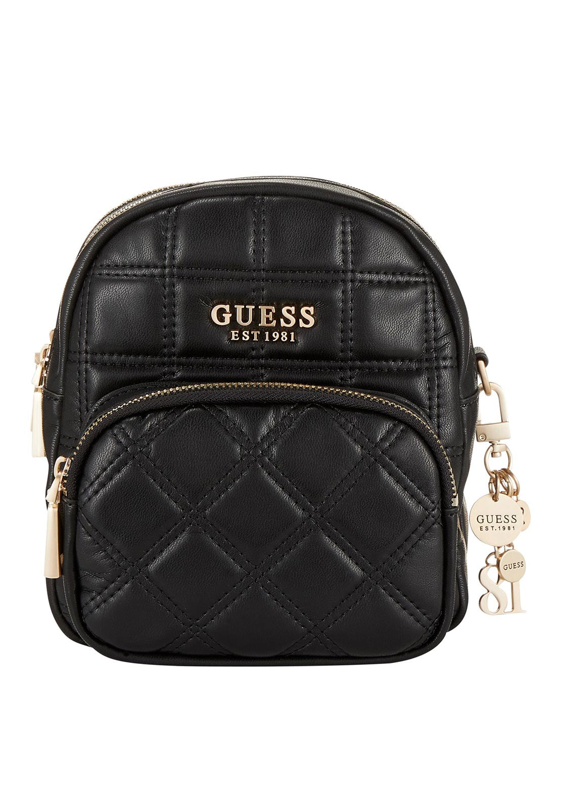 Guess Kamina Quilted Small Backpack Bag, Black