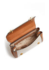 Guess Katey Flapover Medium Crossbody Bag, Natural & Cognac