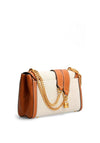 Guess Katey Flapover Medium Crossbody Bag, Natural & Cognac