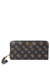 Guess Katey Peony Print Zip Around Wallet, Mocha