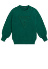 Guess Heavy Knit Embroidered Logo Jumper, Green