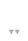 Guess LA Guessers Triangular Logo Stud Earrings, Silver