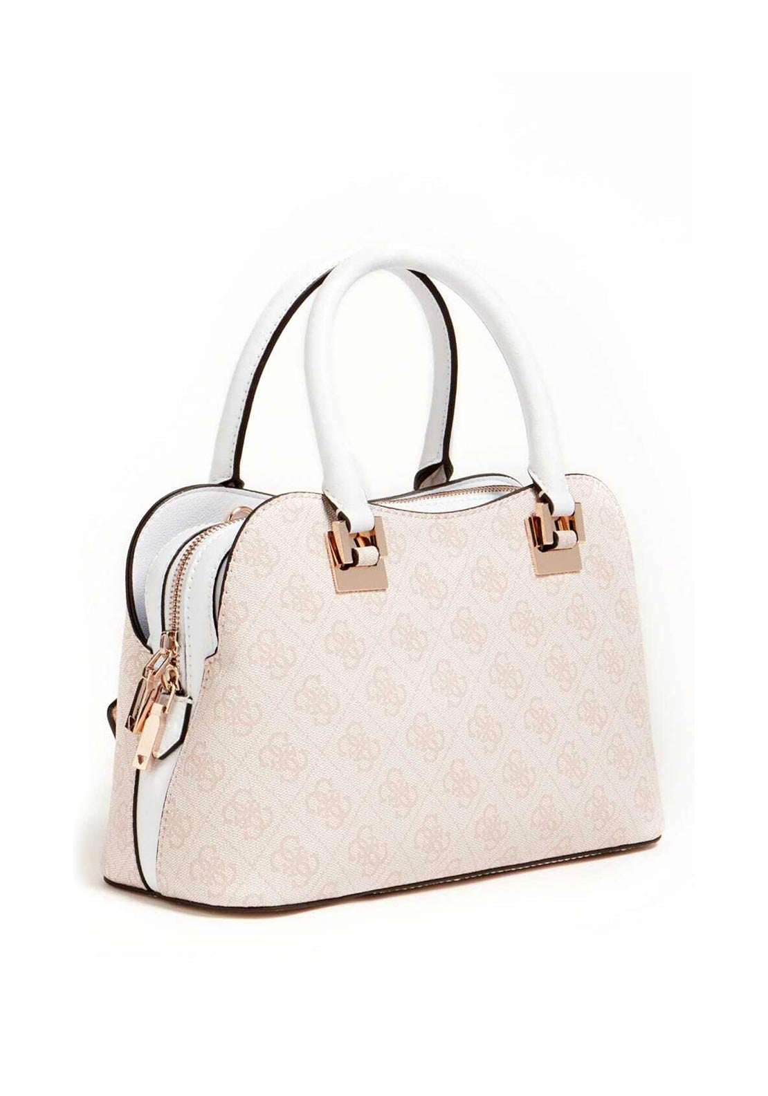 Guess Mika 4G Medium Satchel Bag, Blush & White