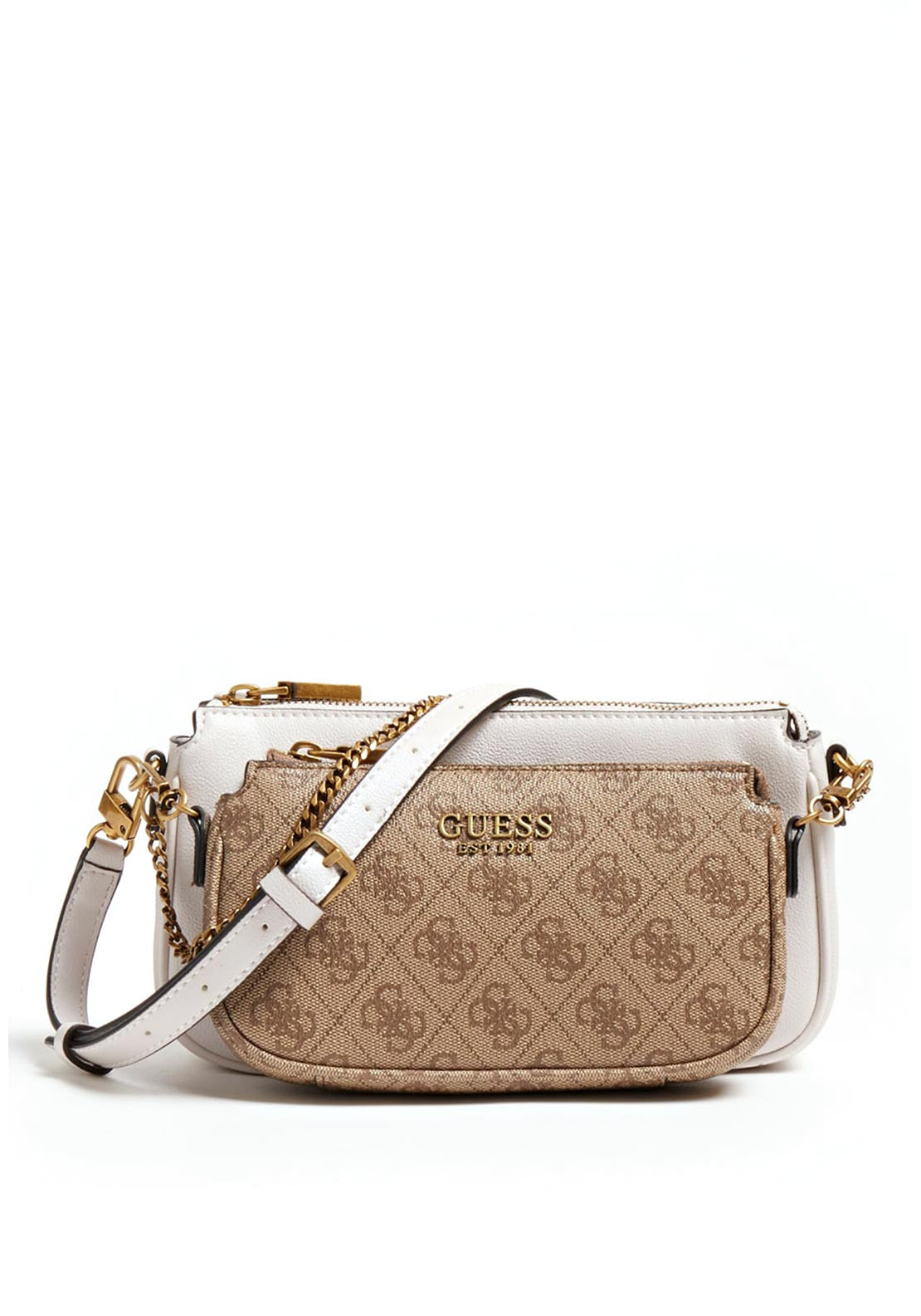Guess Mika Mini Double Pouched 4G Bag, Brown