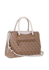 Guess Mika Medium 4G Logo Satchel, Latte & Stone