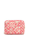 Guess Logo & Chain Graphic Large Cosmetic Bag, Fuchsia