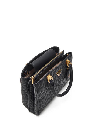 Guess Elenia Quilted Satchel, Black