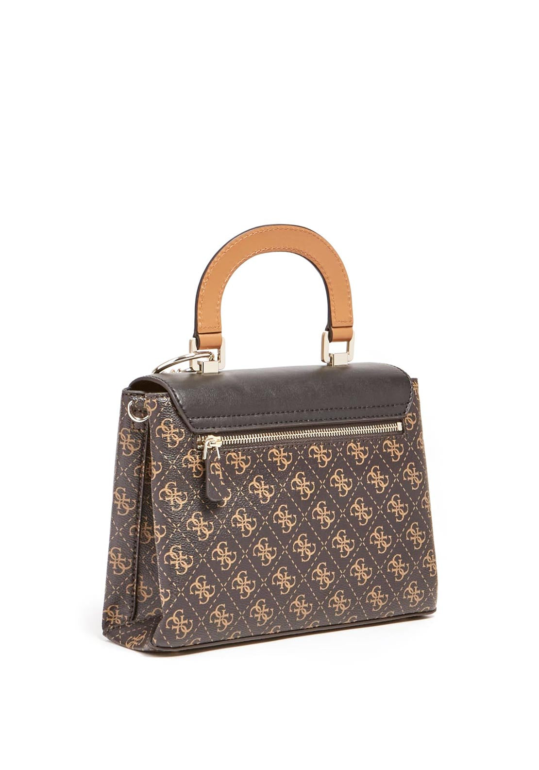 Guess Tyren Medium 4G Print Satchel Bag, Brown and Black