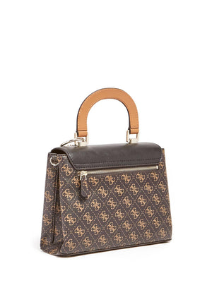 Guess Tyren Medium 4G Print Satchel Bag, Brown and Black