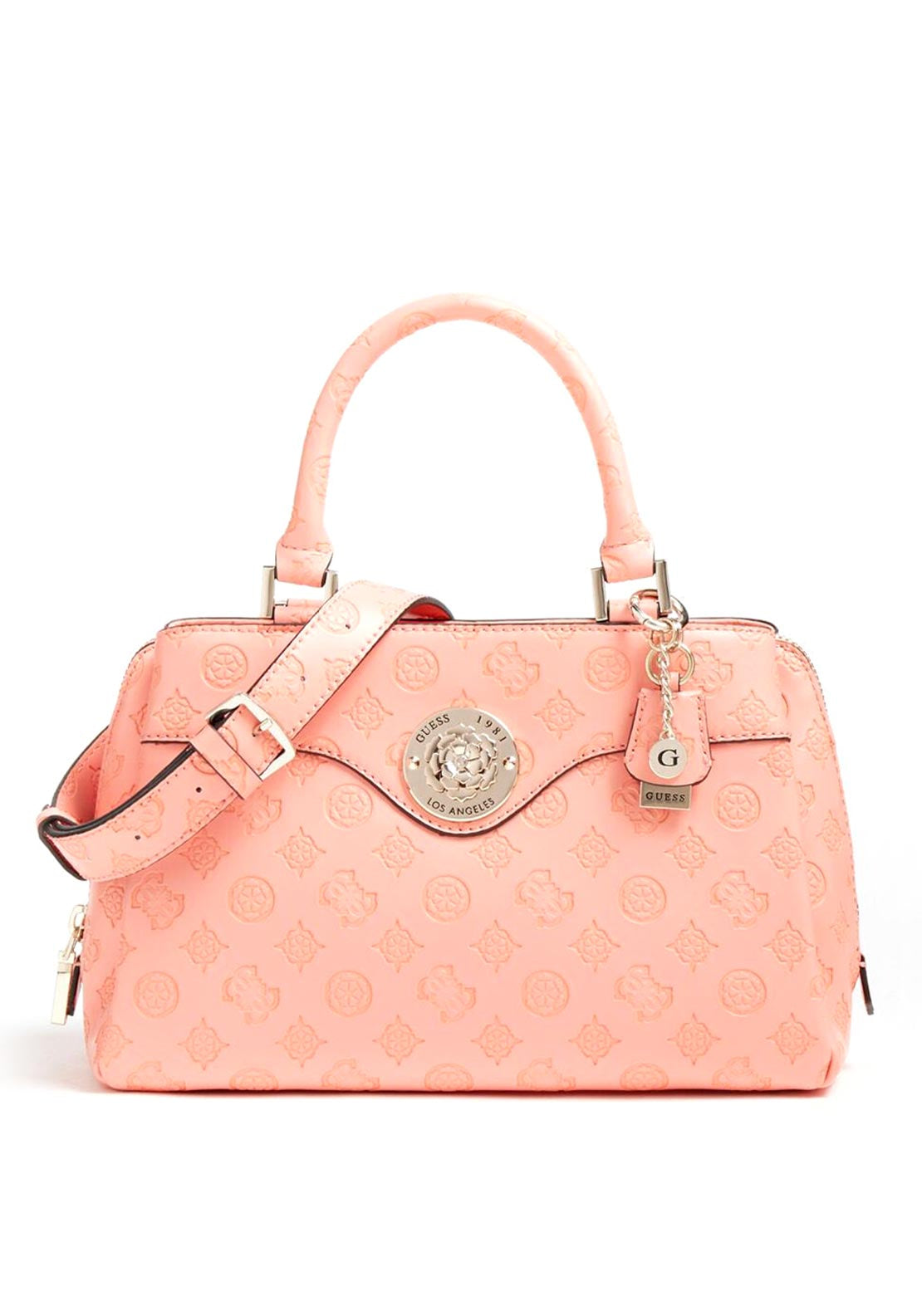 Guess Dayane Medium Embossed Crossbody Bag, Coral