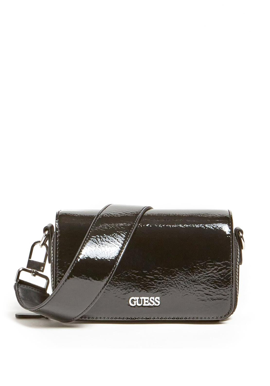 Guess Picnic Flap Over Crossbody Bag, Black